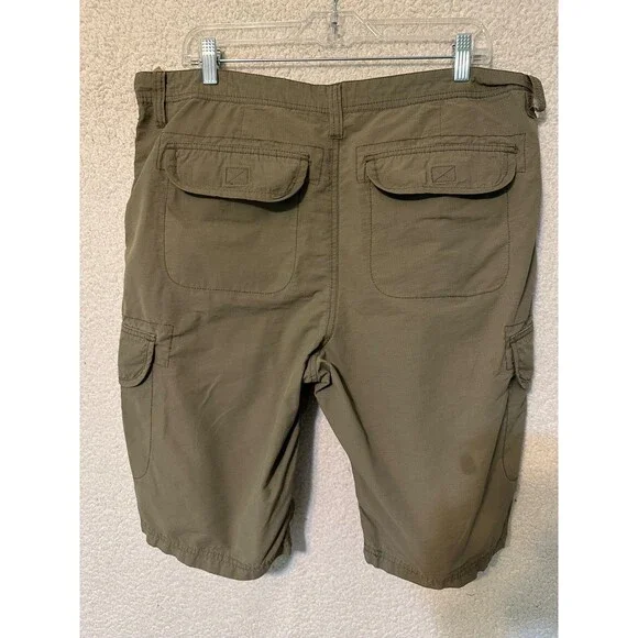 Hawke&Co Cargo Short Pants Mens 36 Solid Beige Mid Rise Zip Fly Pockets Casual - Picture 11 of 16